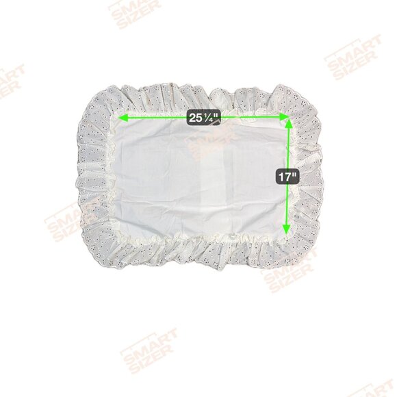 Vintage Eyelet Ruffle Pillow Sham 25"x17" Cotton & Polyester White Cottagecore - Picture 4 of 4